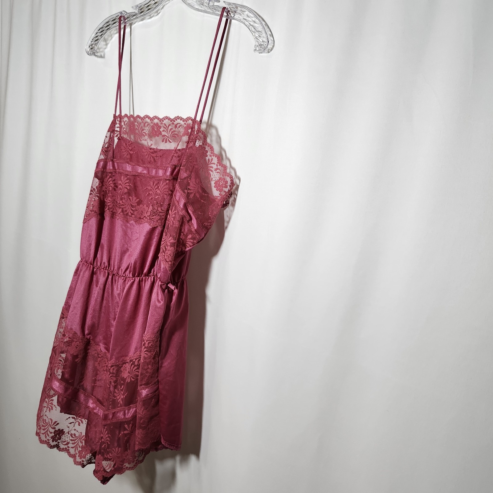 Texsheen Vintage Womens Size Large Mauve Teddy Romper Lingerie Sexy Snap Closure