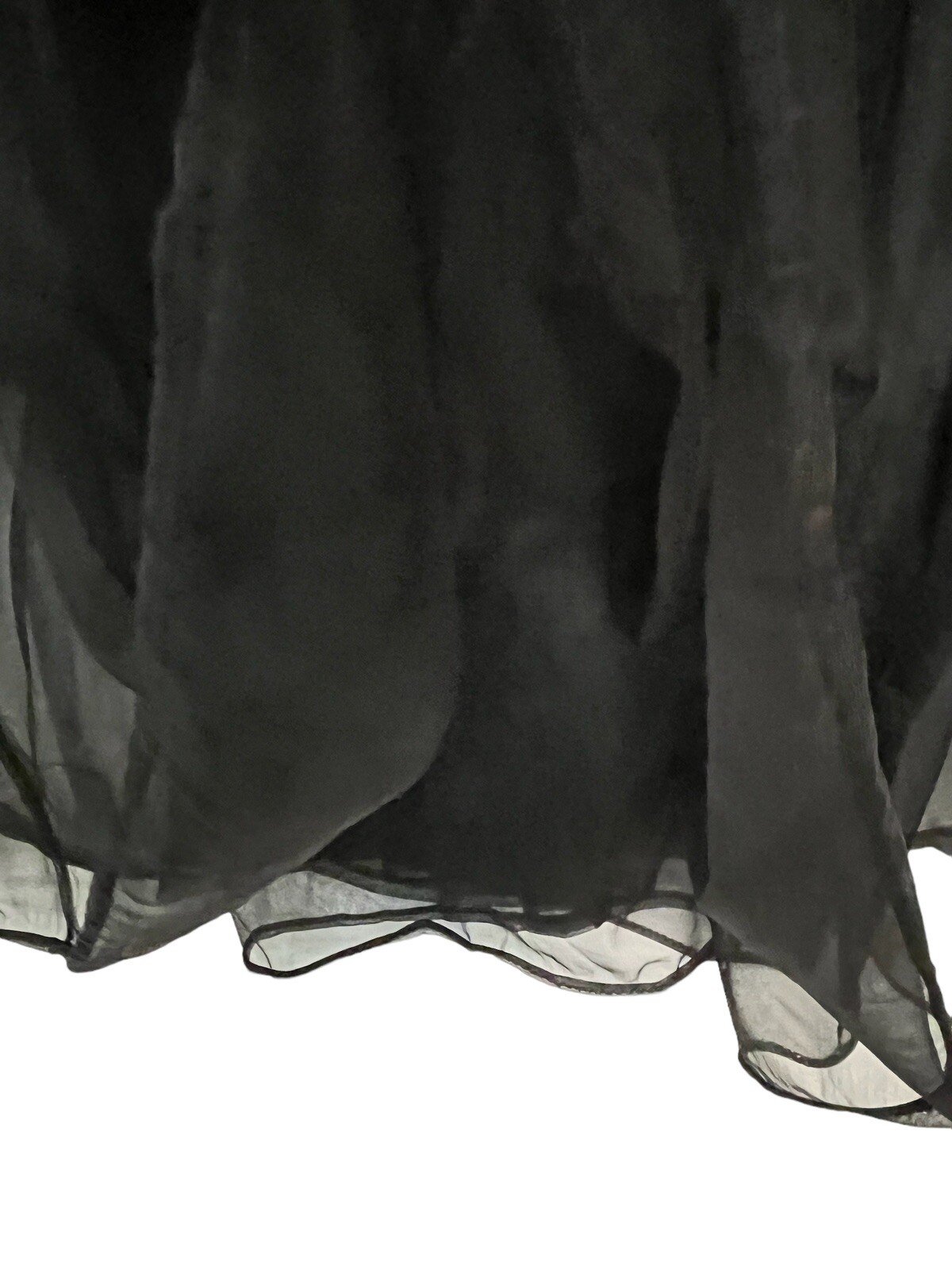 Vintage Lisette Gown Double Black Chiffon Nylon Long Lingerie V Neck Lace Medium