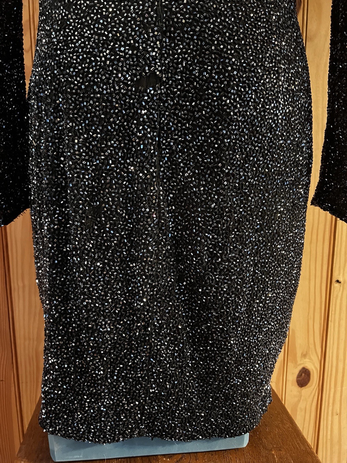 Vtg Naeem Khan Lillie Riazee Sequin Beaded mini long sleeve body con dress 80’s