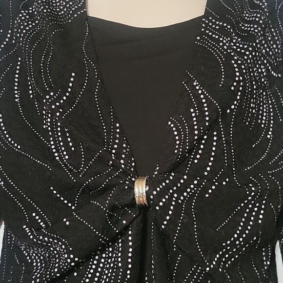 CHOICES VINTAGE Women’s Black gathered Front Formal Embellished Top Evening M