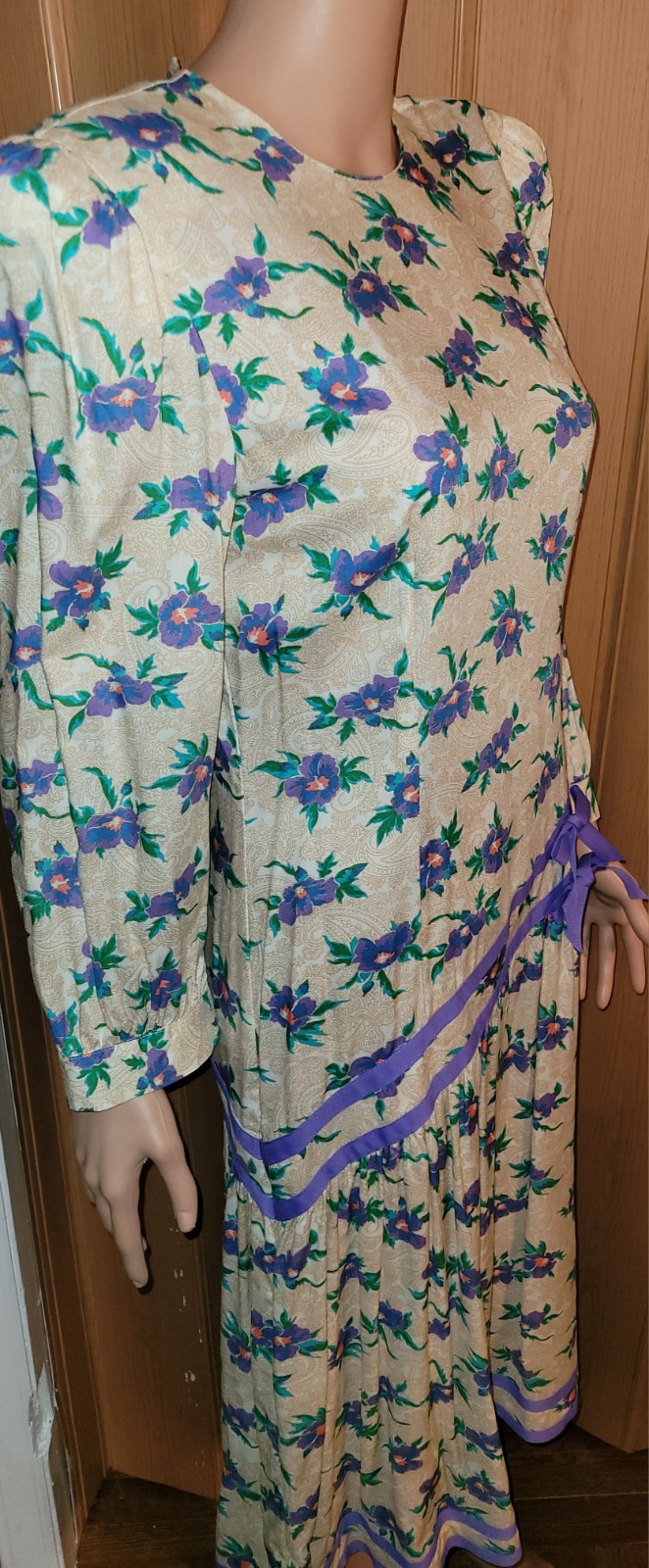 Vintage 1980’s Natalie Floral Rayon Dress Shoulder Pds 3/4 #Sleeves Sz/ 8