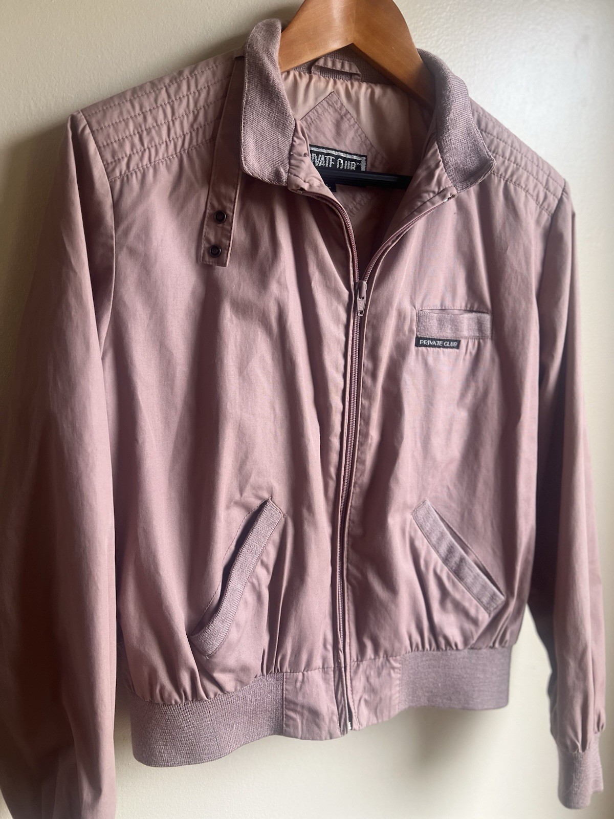 Vintage Private Club Bomber Women’s L Pink Mauve 80s 90s Windbreaker Hong Kong