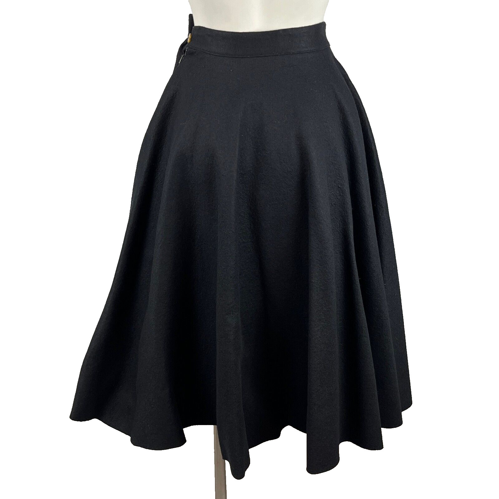 VTG 50s Miss Marilyn Dallas Black Circle Skirt Gold Embroider Applique 24″ Waist