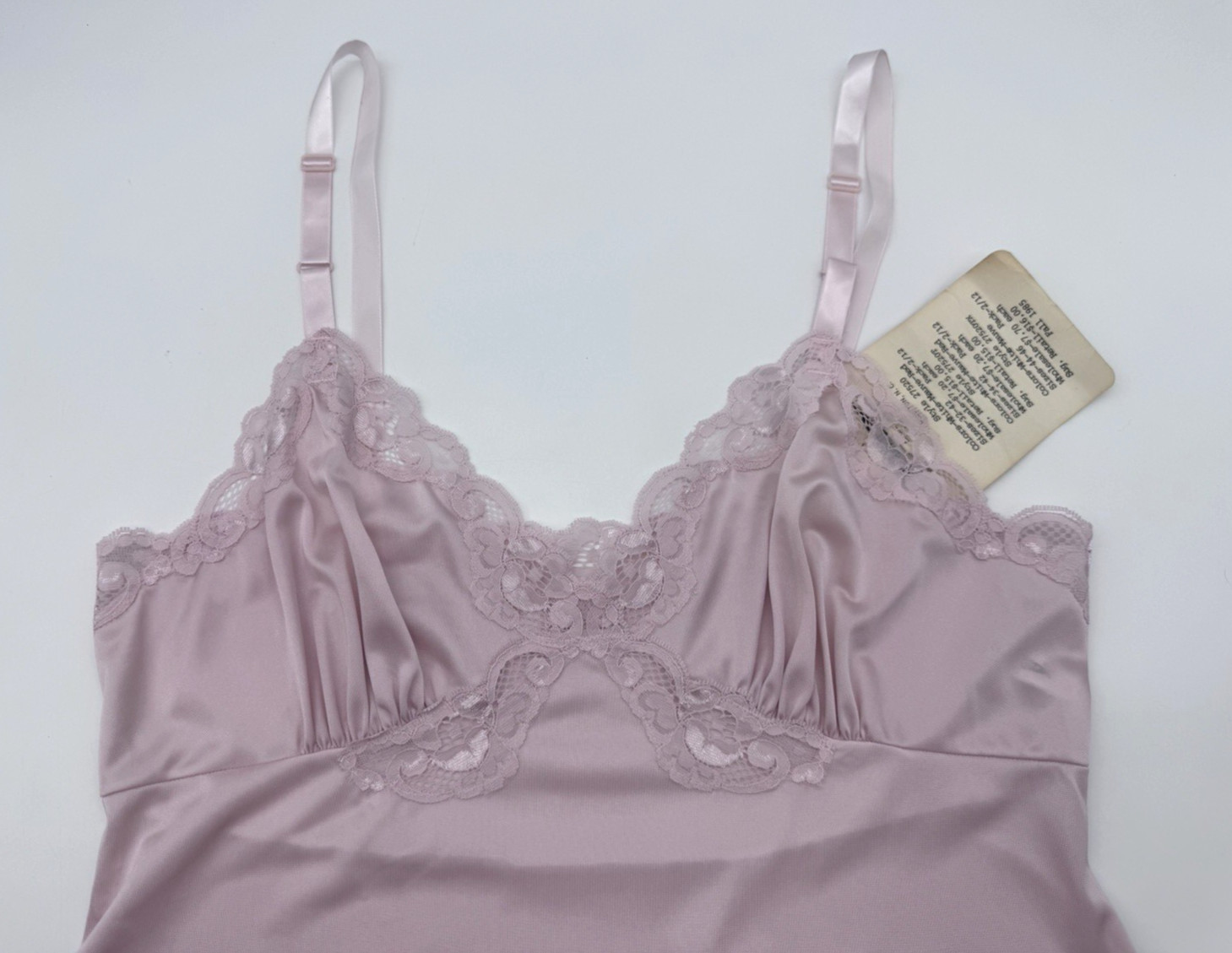 Shadowline Dress Slip, NOS w/Orig Tags, Peek-A-Boo Lace Mauve Pink Sexy VTG 80’s