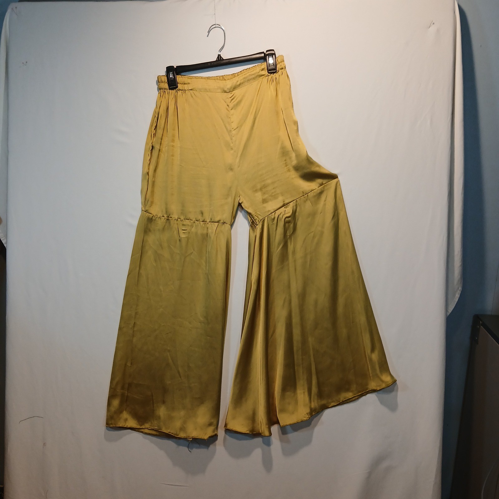 Chartreuse Satin Pants boho hippie kurta flare handmade fairy whimsygoth 70s