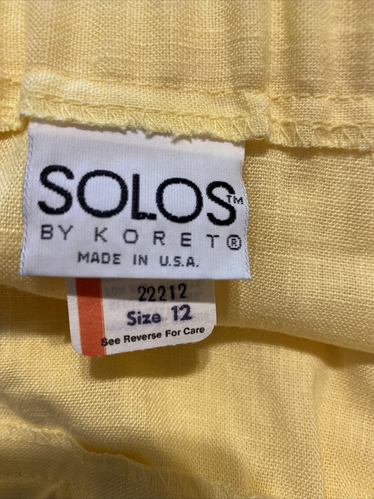 Skirt. Solos By Koret Size 12 Yellow. Vintage. NWOT