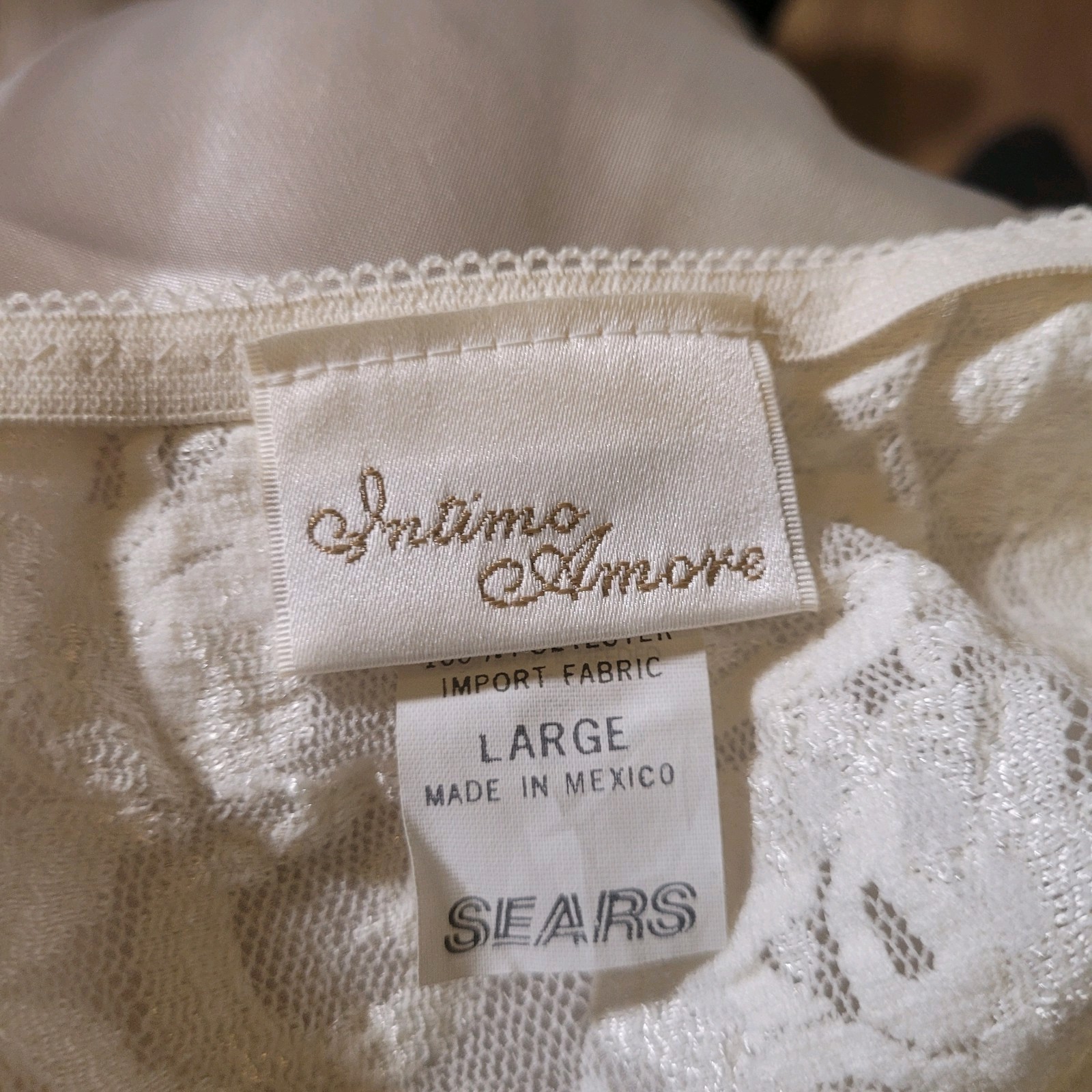Vtg 3pc Intimo Amore Lingerie Sears Large Off White Wmns/t319