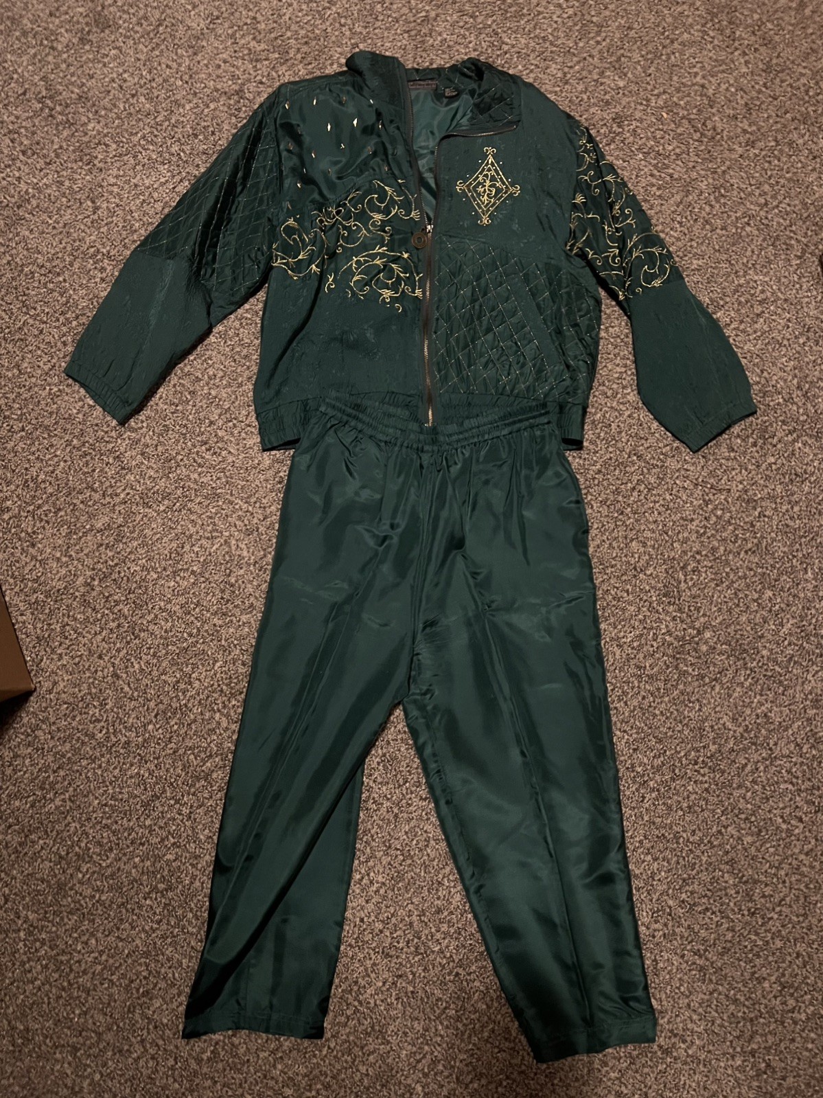 Vintage Mureli 100% Silk Windbreaker Track Suit Embroidered Embellished Size MP