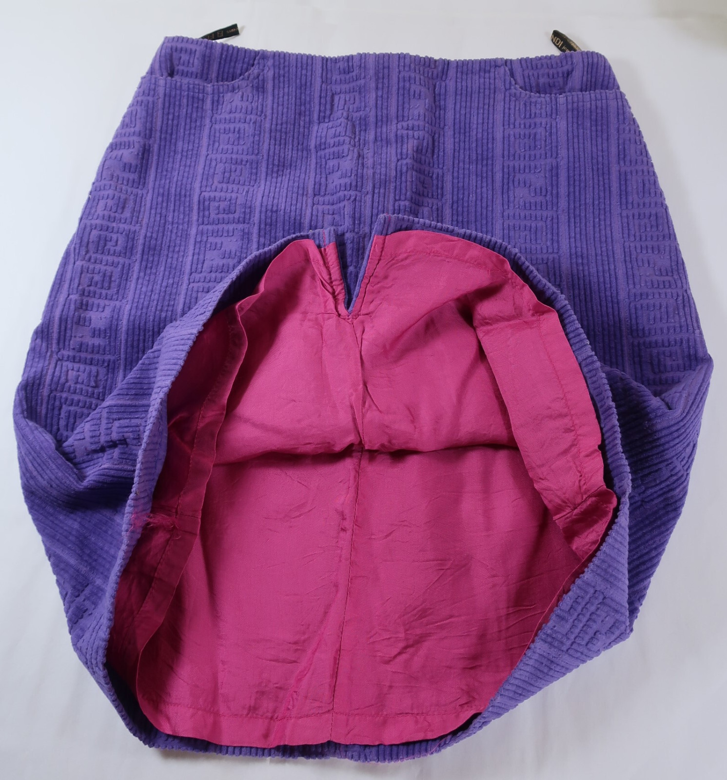 Vintage FENDI Logo Embossed Blue Purple Hip Hop Pencil Skirt Small 36 US 6 4 5 6