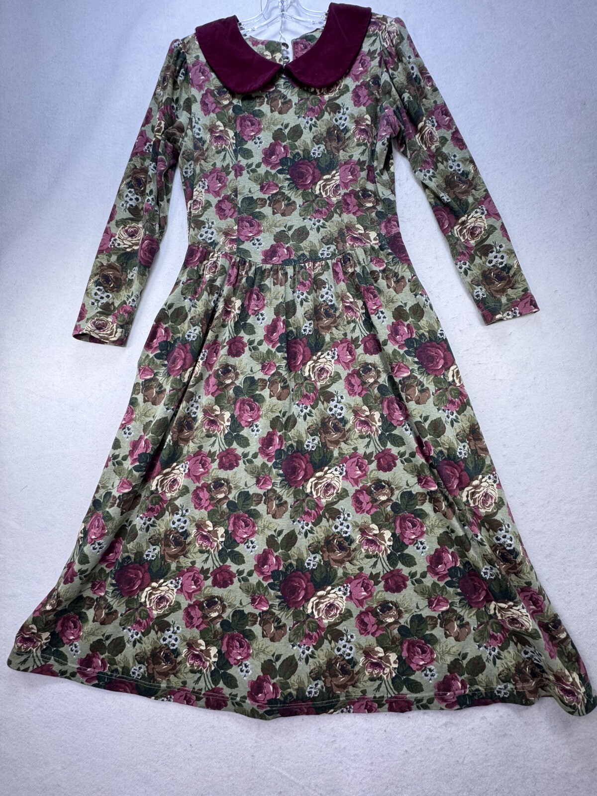 Vintage 80s LANZ Originals Floral Cottagecore Prairie MIDI Dress Size Medium