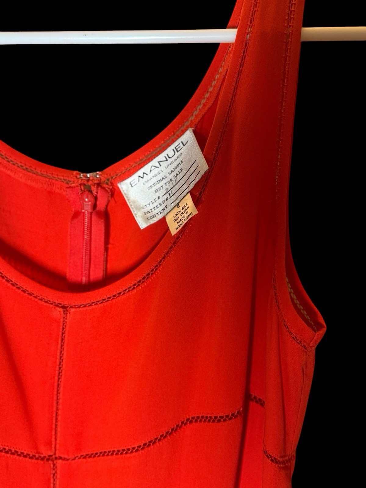 Vtg EMANUEL UNGARO 100% Silk Maxi Dress Orange DESIGNER SAMPLE 90s Runway 8