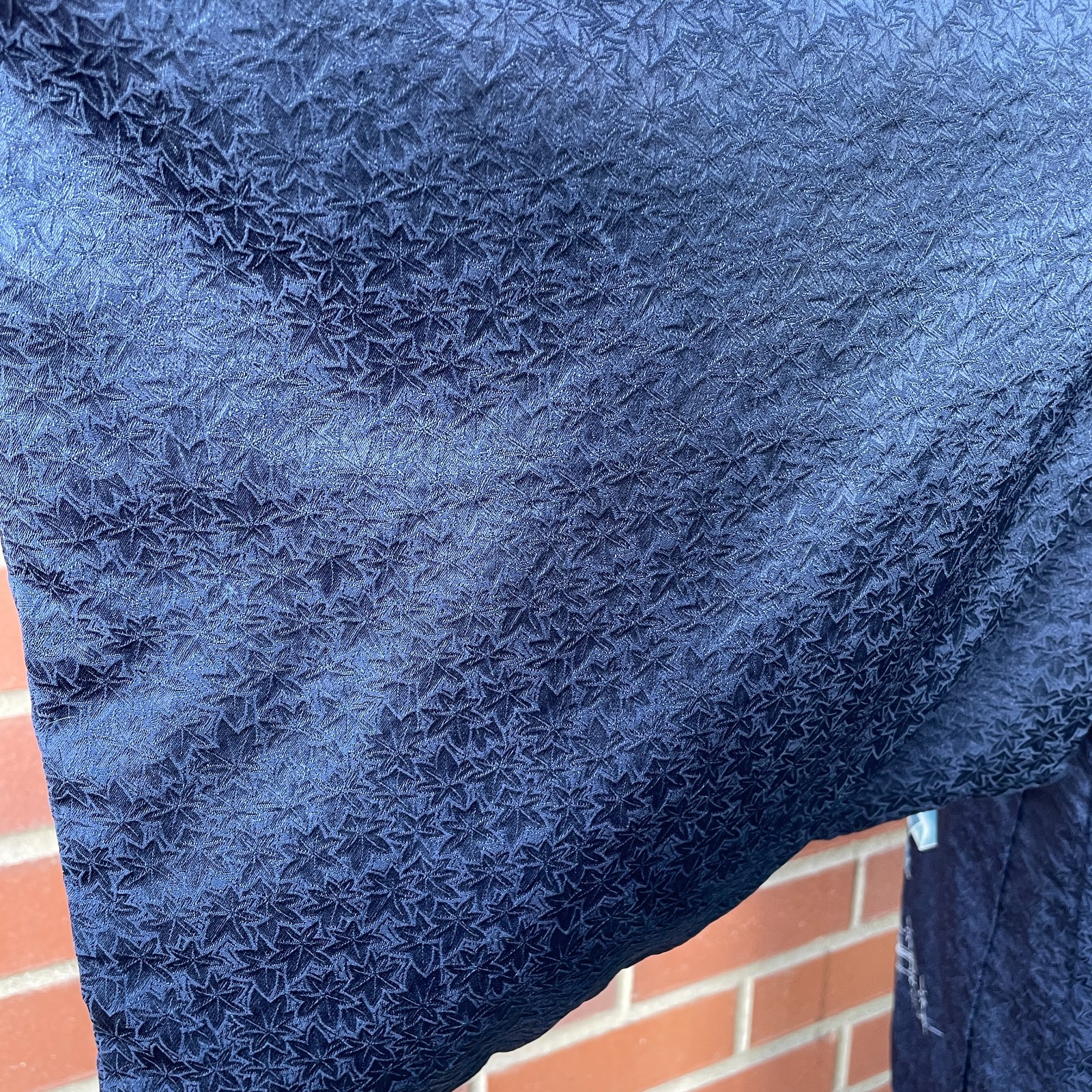 Vintage Japanese Navy Blue Silk Haori Leaf Kimono Size S-L