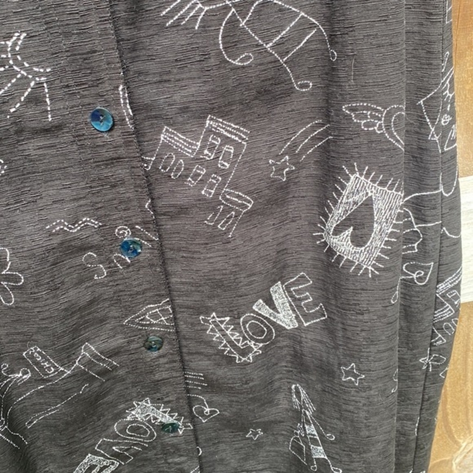 Vintage Chico’s Design Silk Linen Doodle Artsy Dress