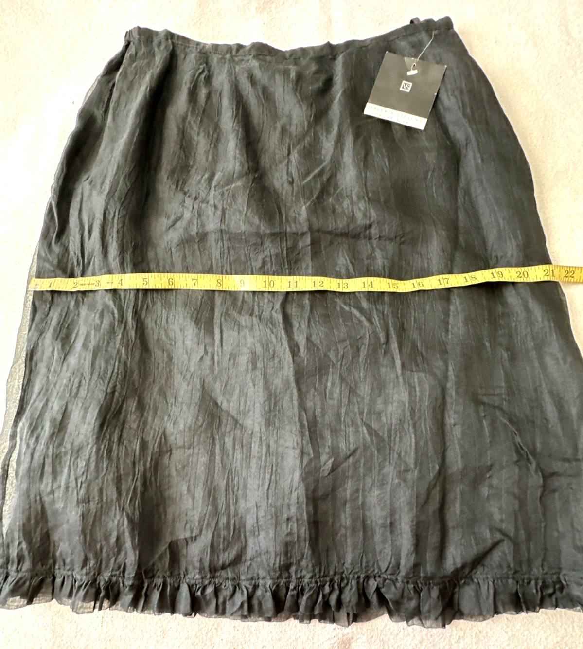 100% Silk Valerie Stevens Black Skirt Lined with 100% Silk Size Large (#D)