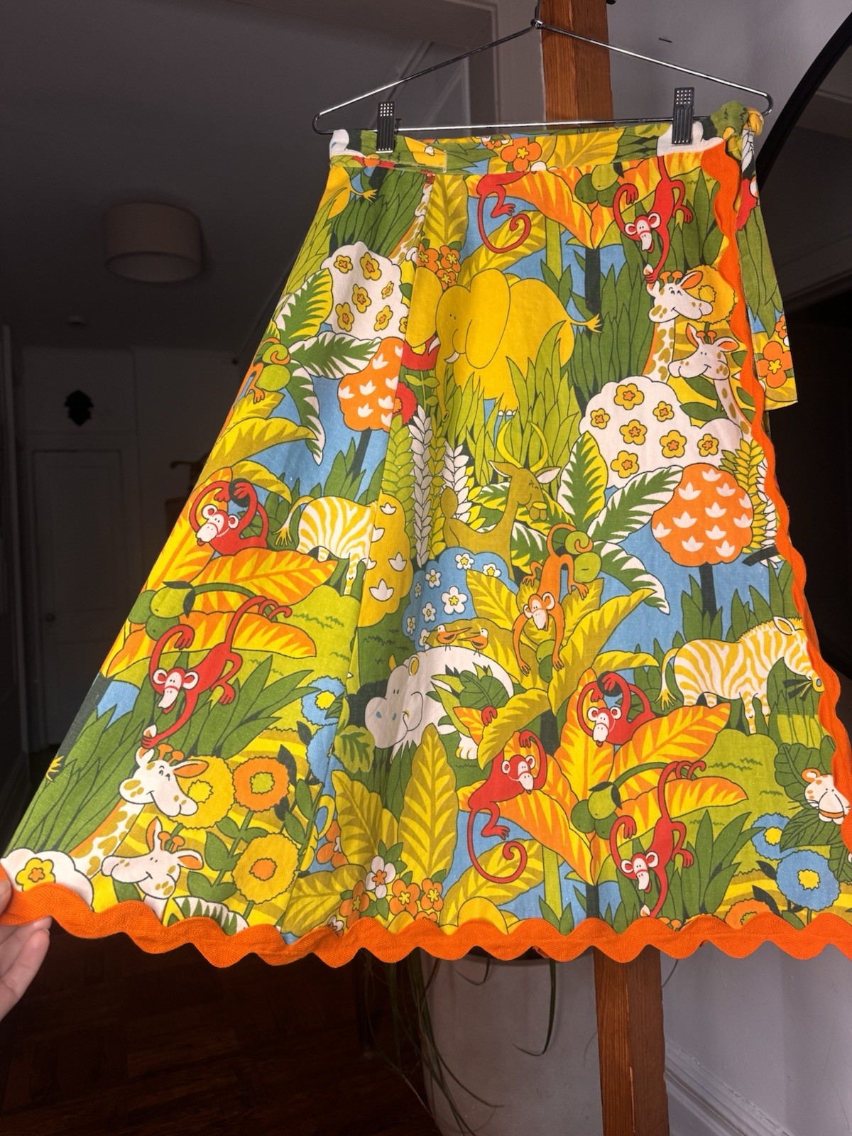1970s Jungle Animal Smock Top + Wrap Skirt SET Vintage