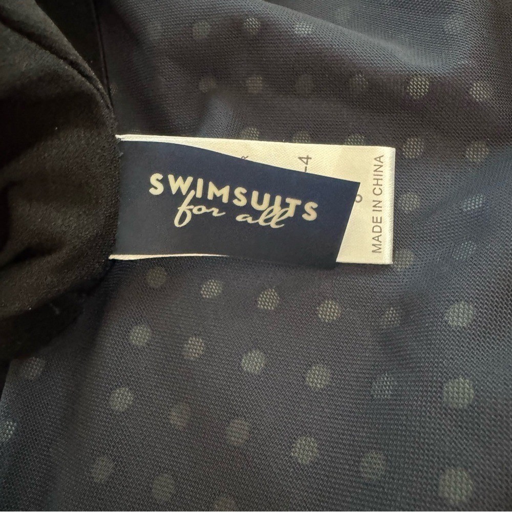 Swimsuits For All Retro Navy and Green Polka Dot One Piece Swimsuit Size 8