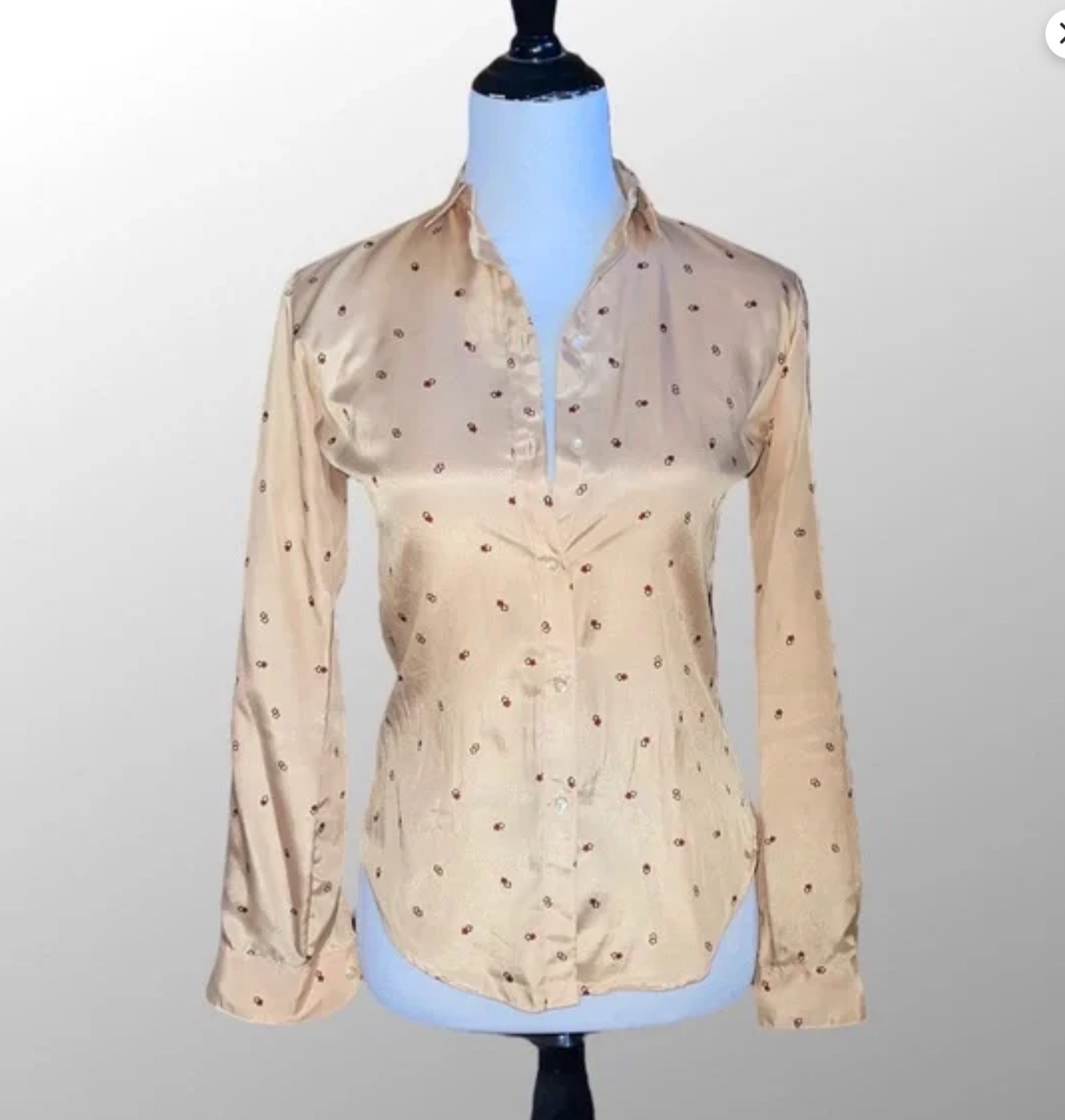Vintage Stuart Lang Silky Diamond Print Blouse – Pale Marigold