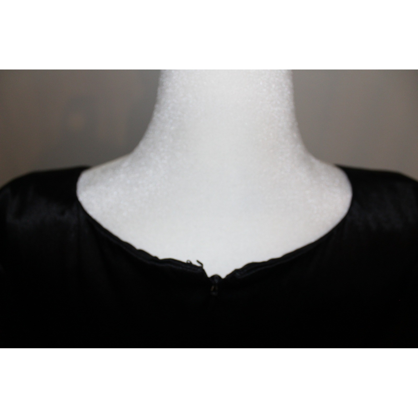 VTG Donna Ricco Black Satin Chiffon Mixed Media Mini Cocktail Dress Sz 14