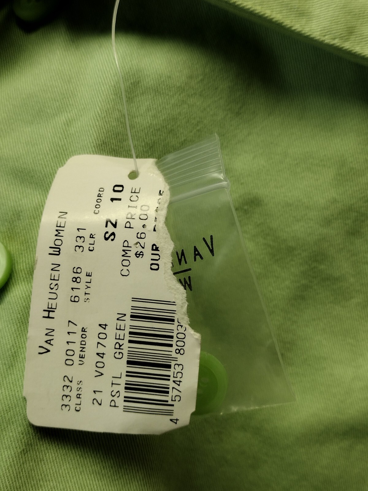 VINTAGE VAN HEUSEN SHORT PANTS SIZE 10 GREEN ZIP & BUTTON CLOSURE NWT 100%…