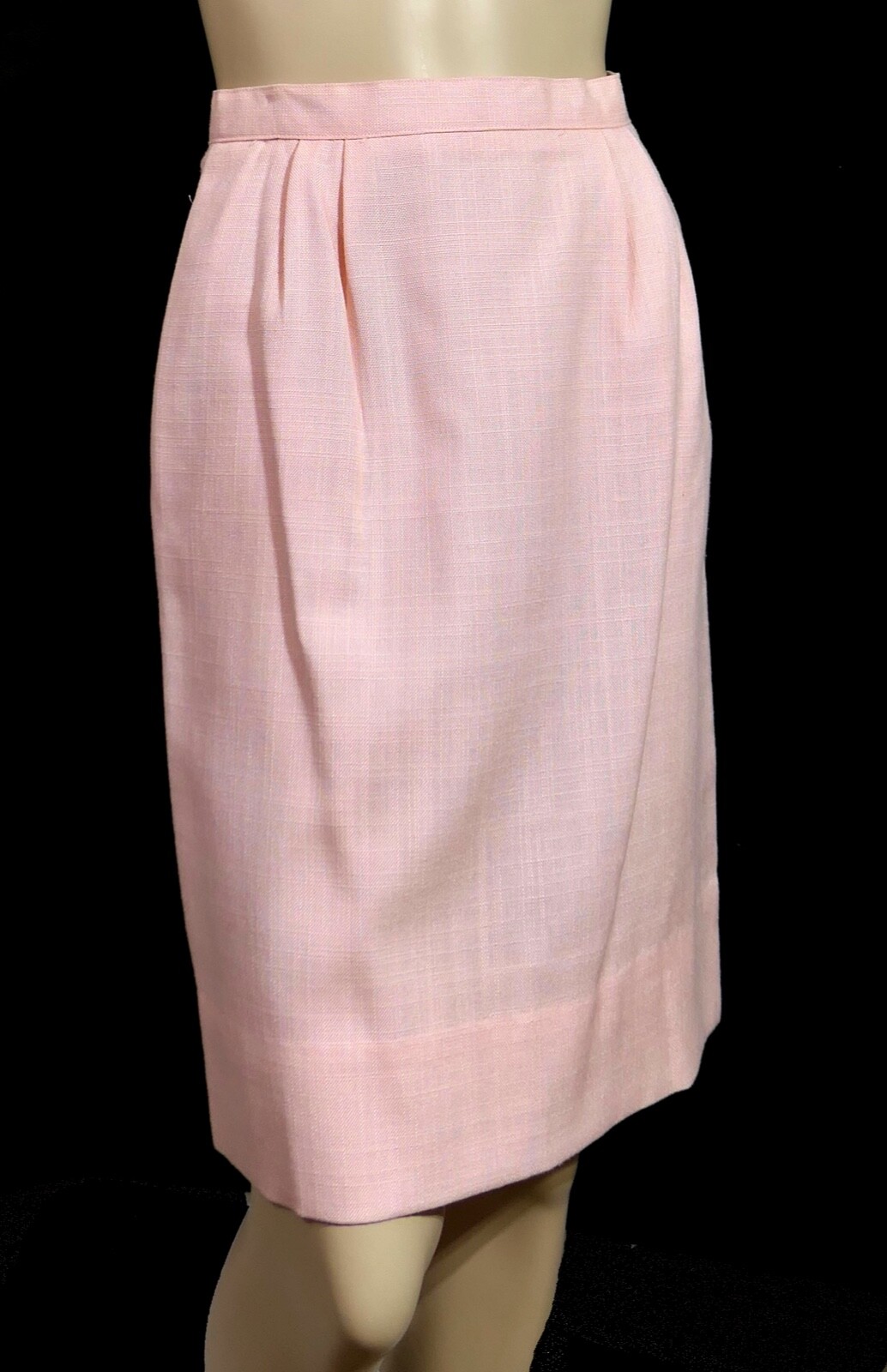 Vintage Worthington Linen Look Poly-Rayon Carnation Pink Lined Skirt XS