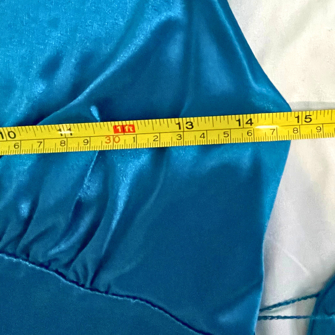 Blue Satin Halter Cocktail Dress Convertible Wrap Y2K Frederick’s Hollywood S/M