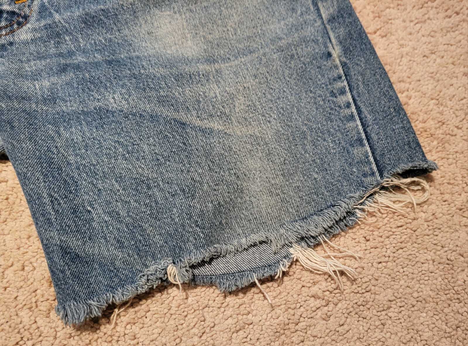VTG 1970s Levis 505 Orange Tab Cutoff Jean Shorts Tag 38 Waist FIT 36 Hige Fade