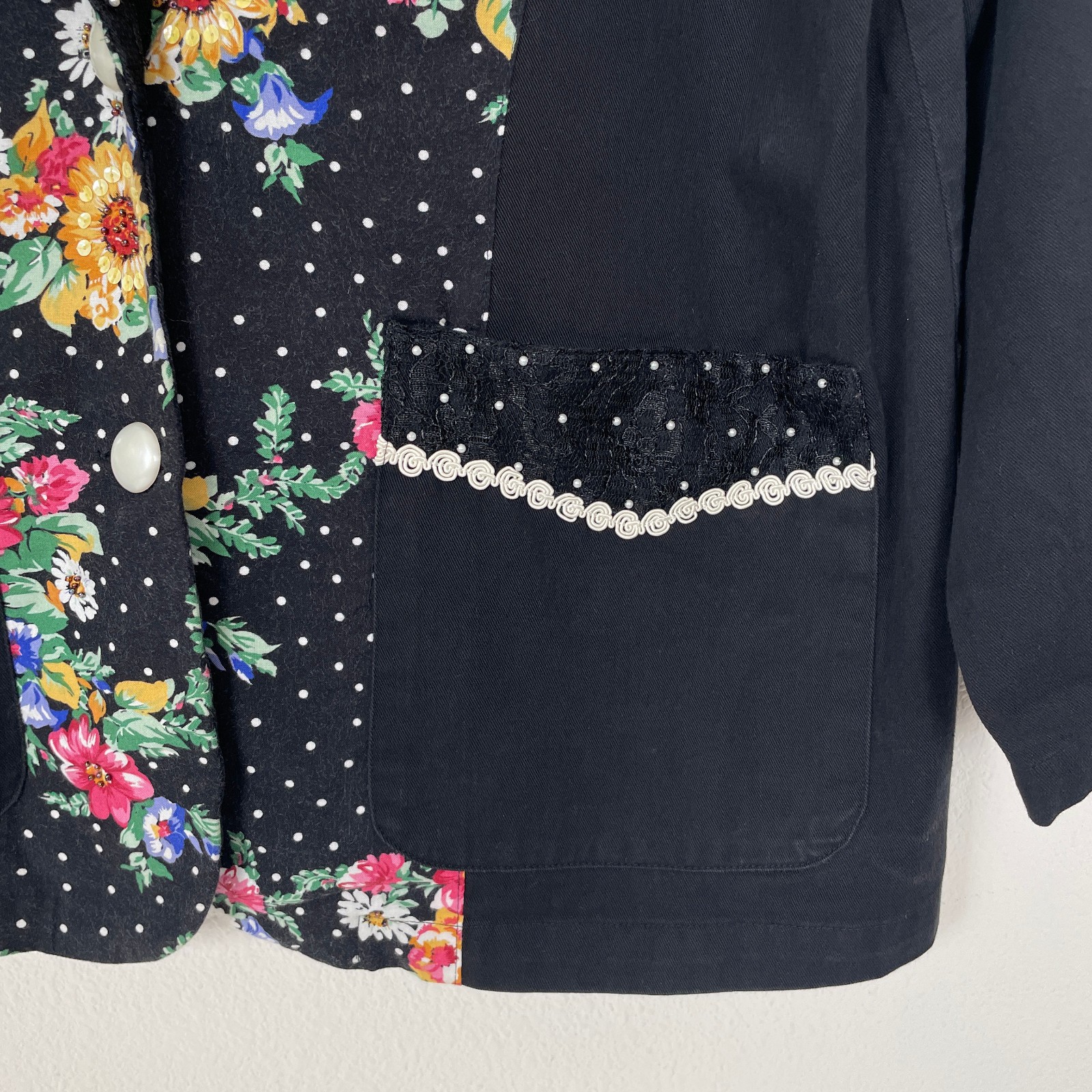 Vtg 80s 90s LACY AFTERNOON Jacket Mary Engelbreit Style Embellished Cottagecore