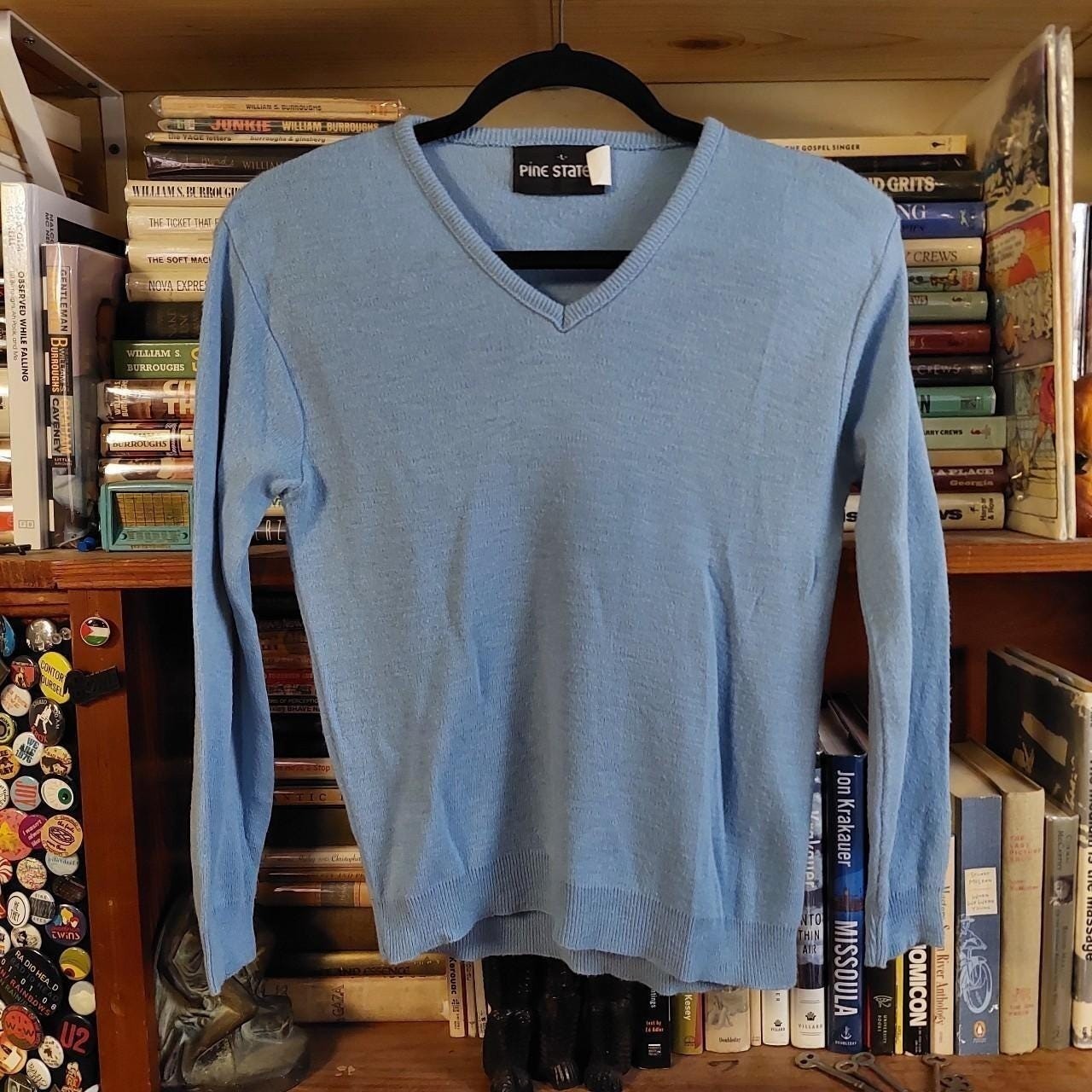 Vintage light blue V-neck sweater.
