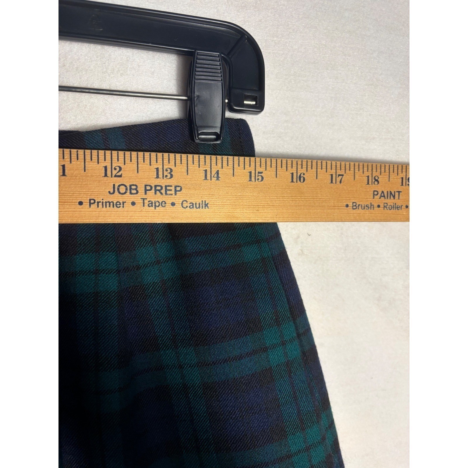 Vintage David Brooks Plaid Worsted Wool Blend Pencil Skirt Navy Green Lined 12
