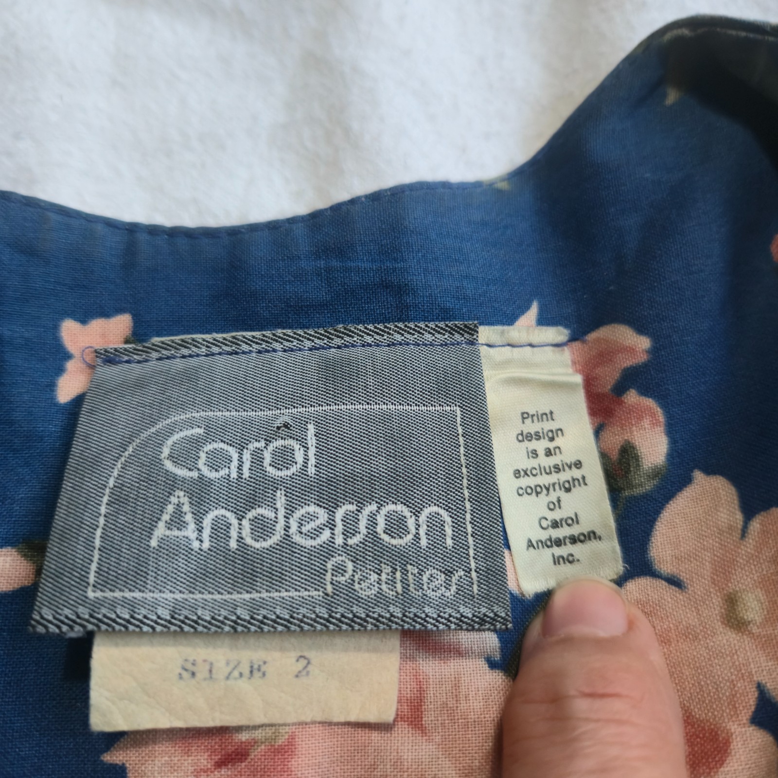 Vtg 90s Carol Anderson Petites Floral Midi Dress Pockets USA Cottagecore 2P
