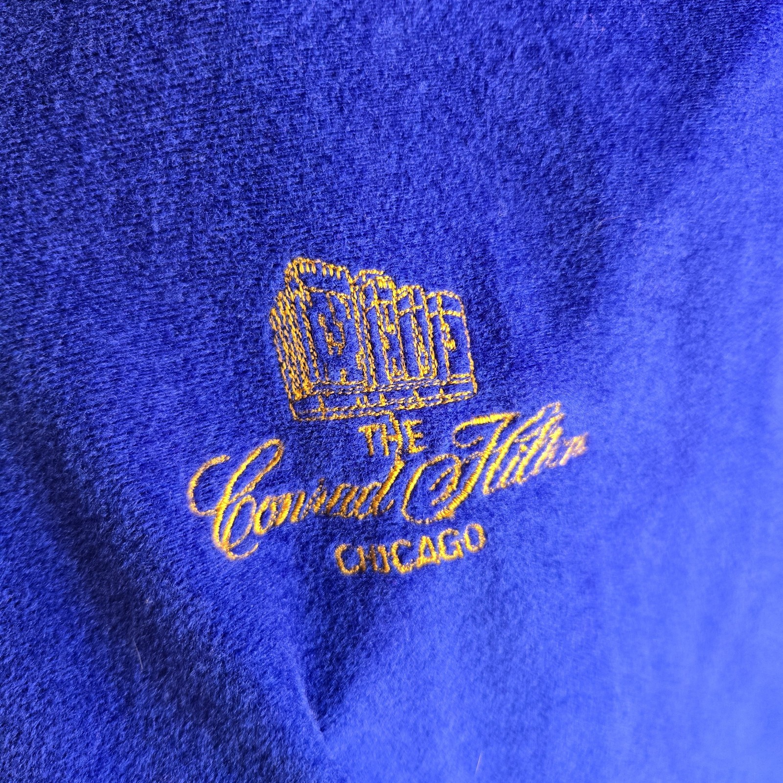 Vintage Conrad Hilton Chicago Large Blue Velvet Bath Robe