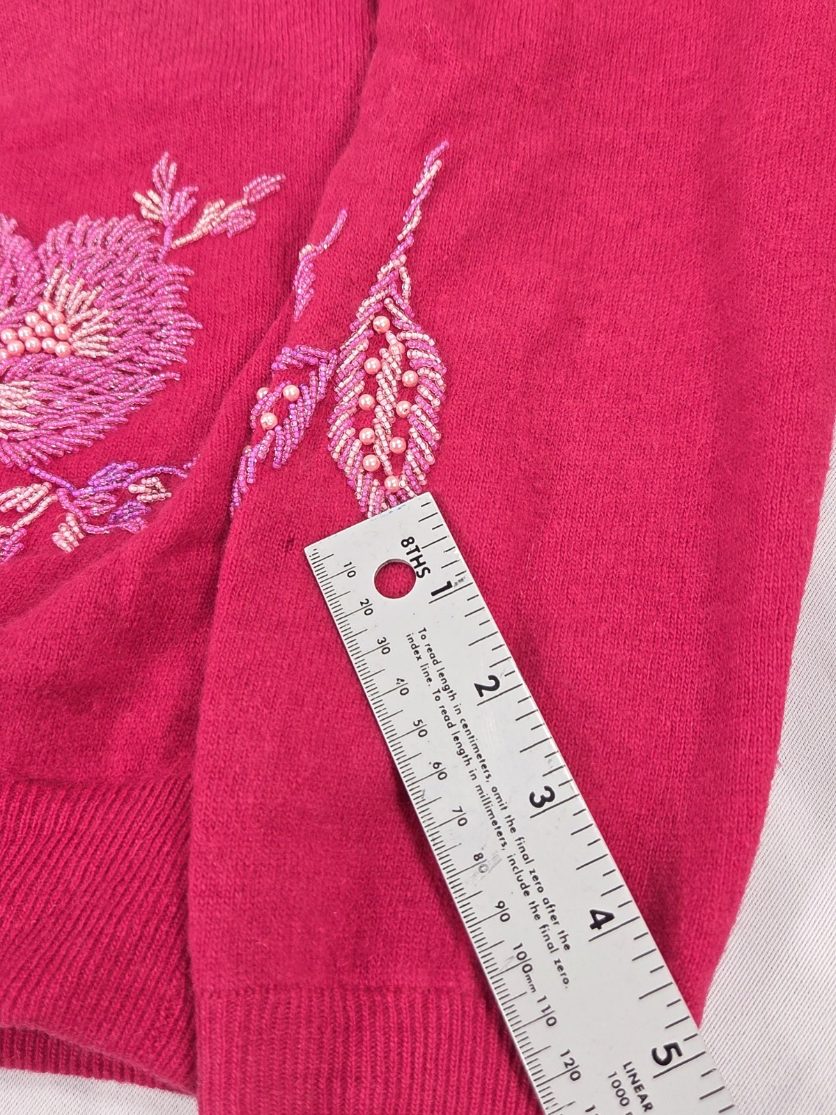 Vtg 50s Cavanagh’s Pink Beaded Wool Angora Cardigan Sweater Sz 44 St. Thomas VI