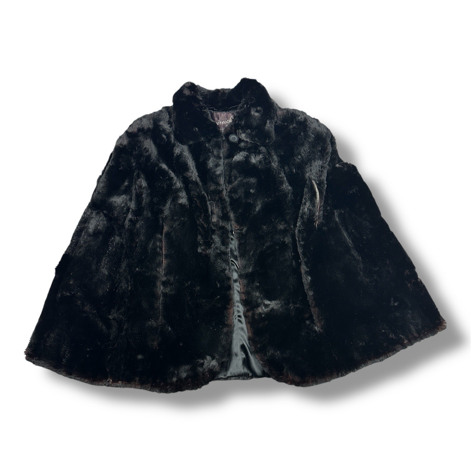Vtg 60s Freireich Fur Co Black Sheared Beaver Ladies’ Cape Shrug Jacket FLAWS
