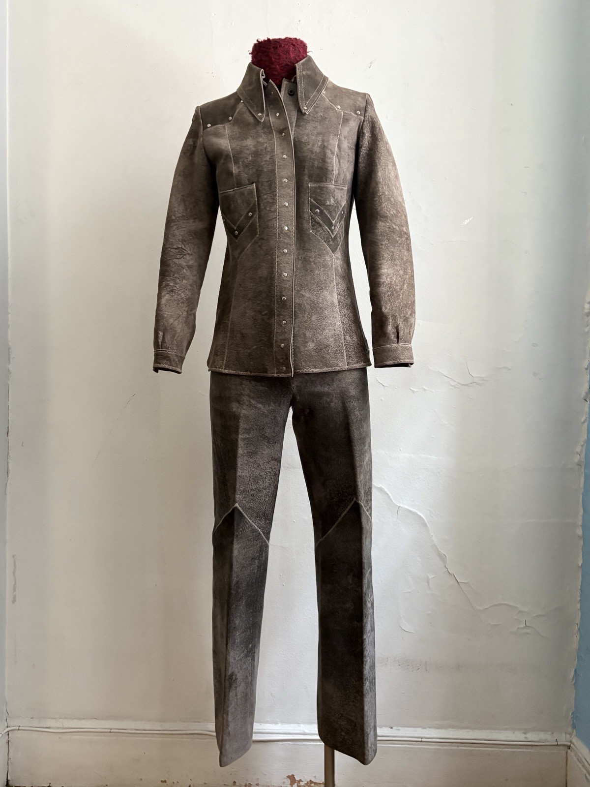 Vtg Late 60’s CORDOBA British Rock Brutalist Leather 2pc Outfit S