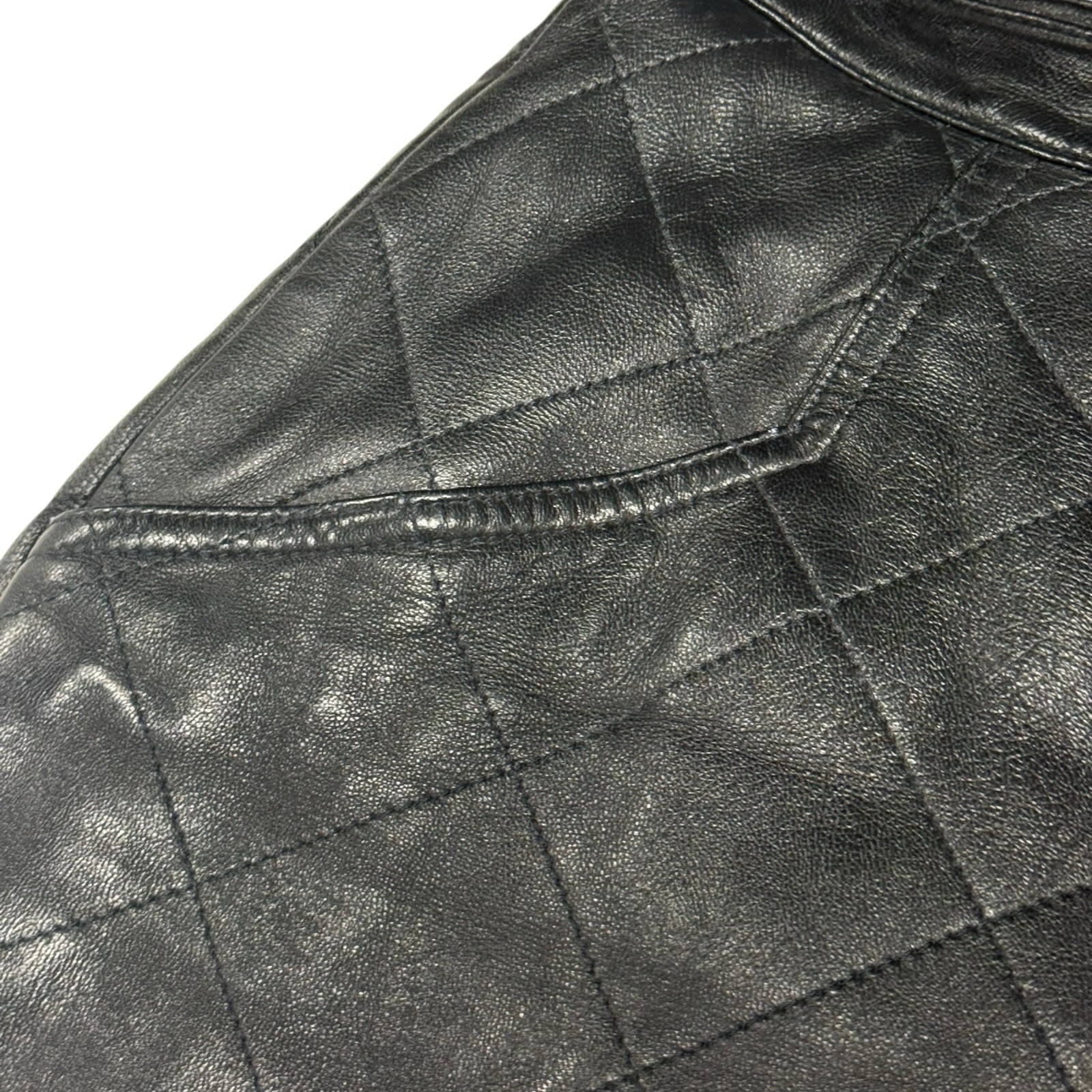 Vintage Y2K eBoutique 36 Black Quilt Leather A Skirt Whimsigoth Witchcore Gothic