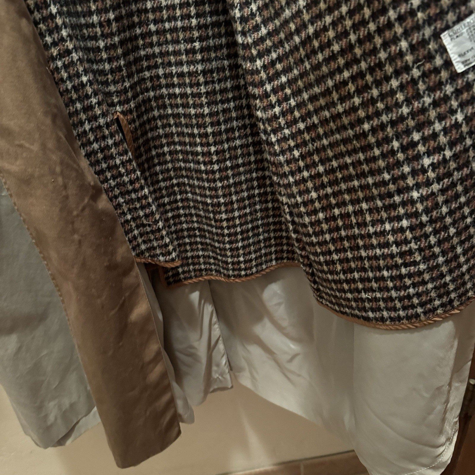Vtg Trench Coat Maxi Tan Pockets Removable Hood/Lining (Wool Blend) GDT TOO