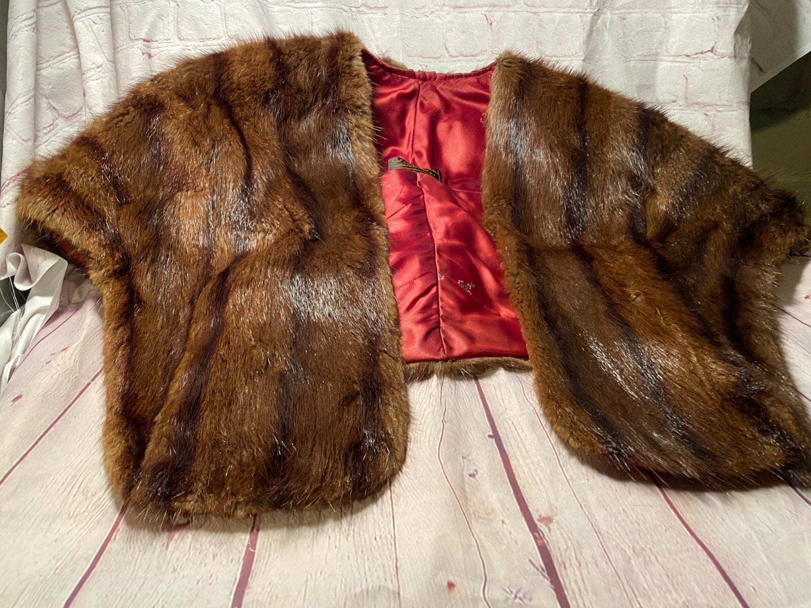 1950s Chocolate Brown Mocha Mink Fur Outerwear Shrug Wrap Sol Sobin & Sons NJ