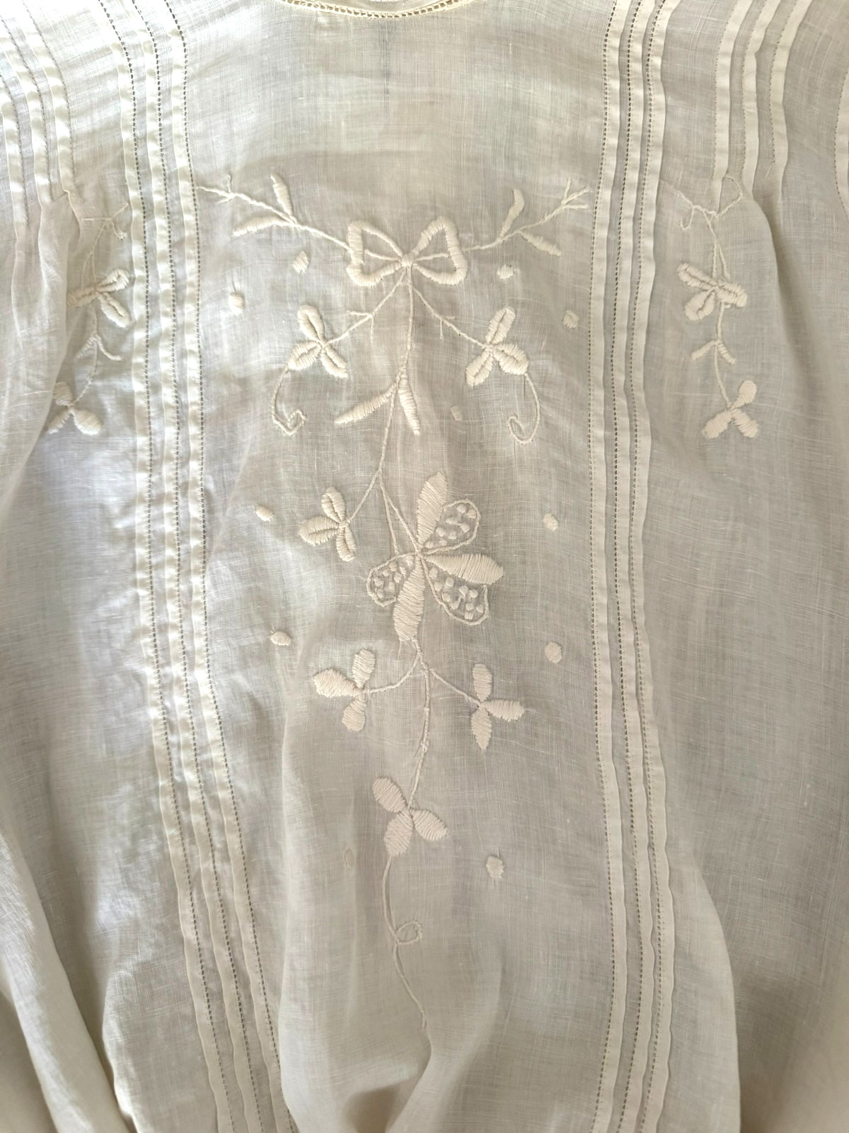 Antique Edwardian White Cotton Lawn Shirtwaist Blouse Early 1900s