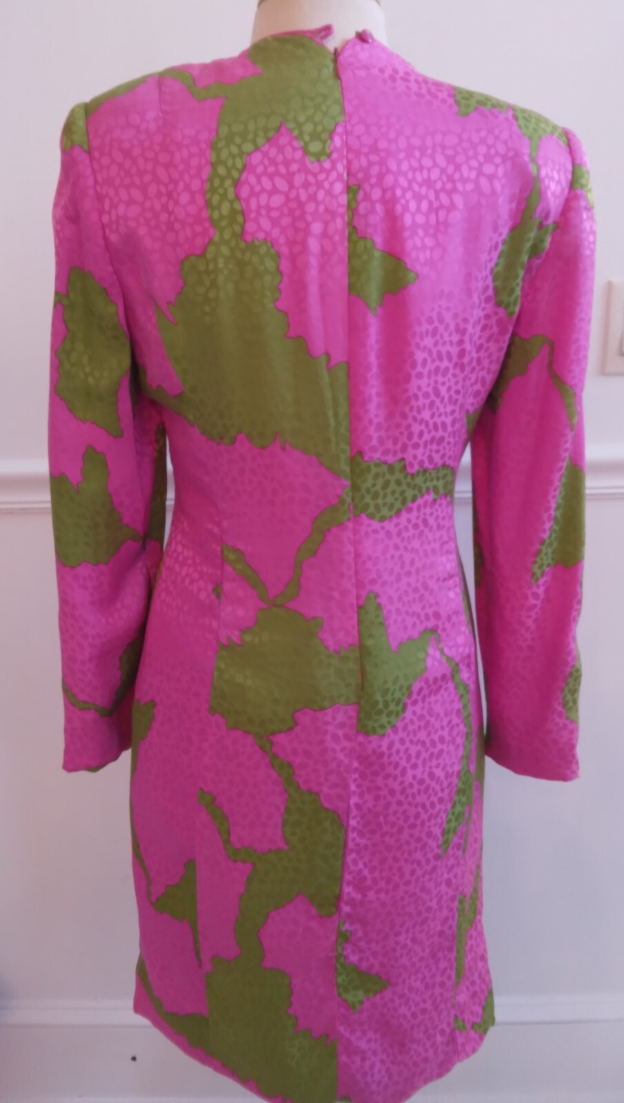 Saks Fifth Avenue David Hayes Pink Green Silk Dress Vintage Small