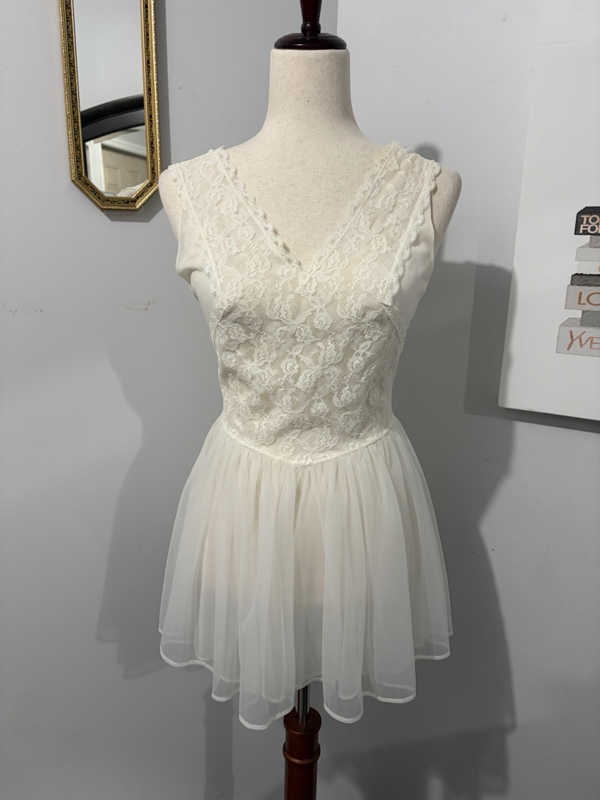 Rare Vintage 1970’s Jer Marai Chiffon Babydoll Bridal Set Size Medium