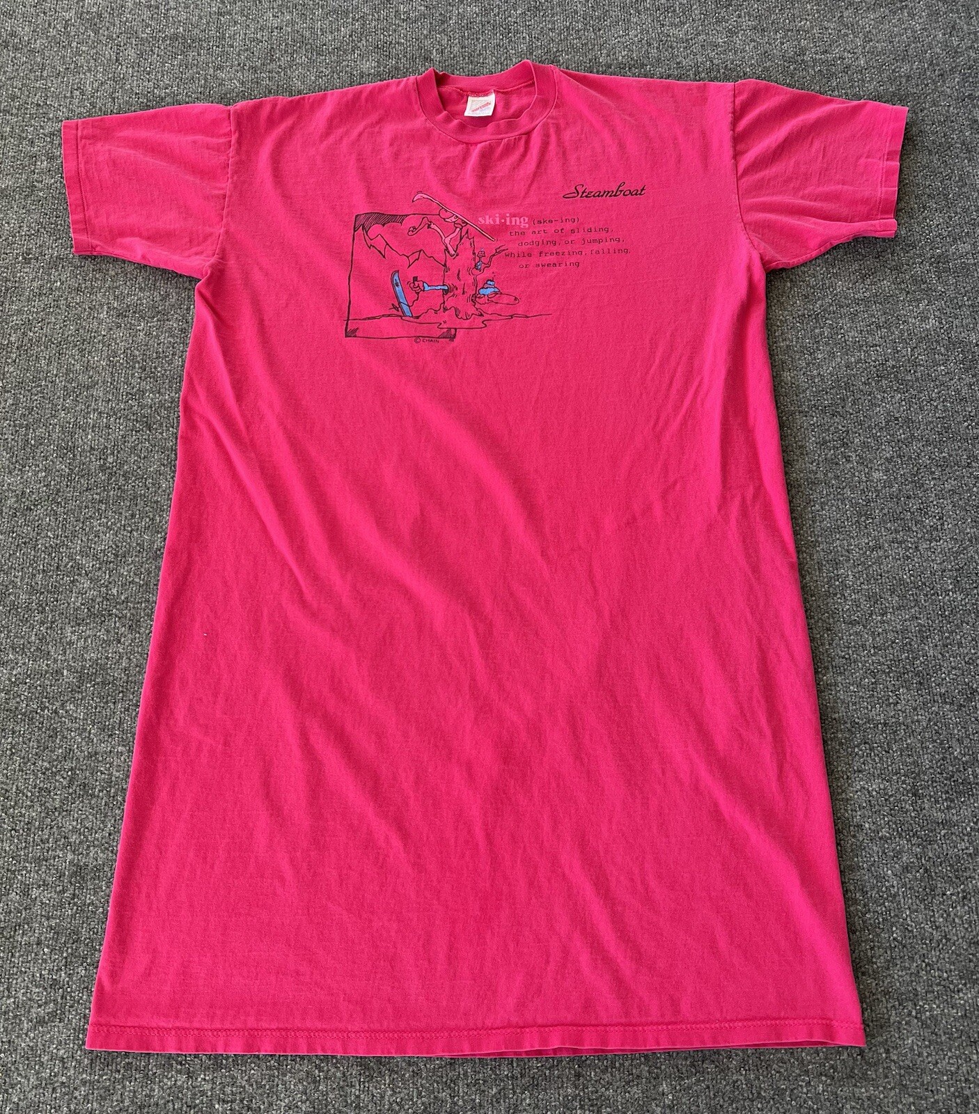 Springboat Springs VTG T Shirt Sleepshirt Dress Pink Teal Humorous One Size