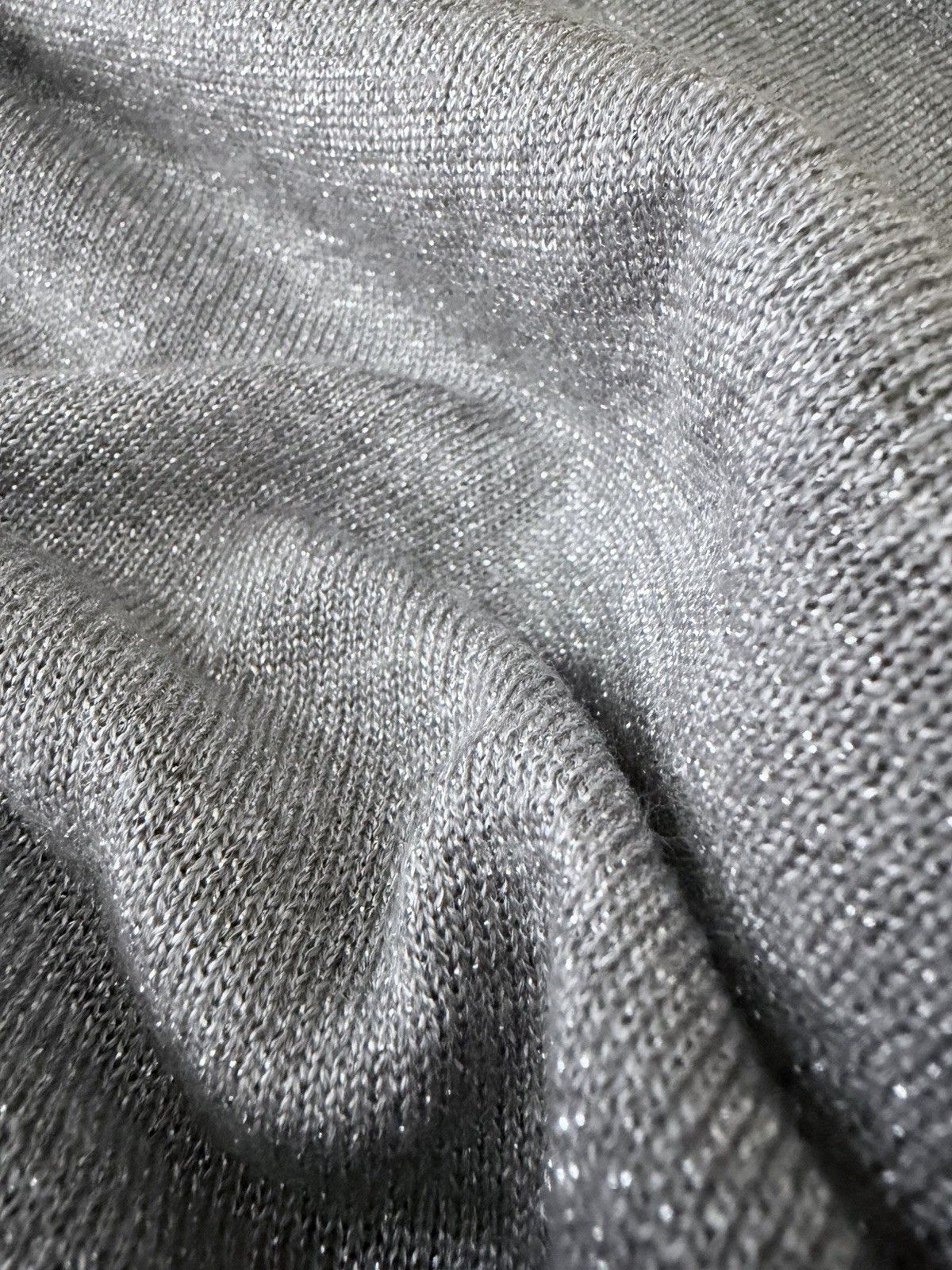Vintage Y2K Open Back Glittery Silver Metallic Sweater New York & Co S/M