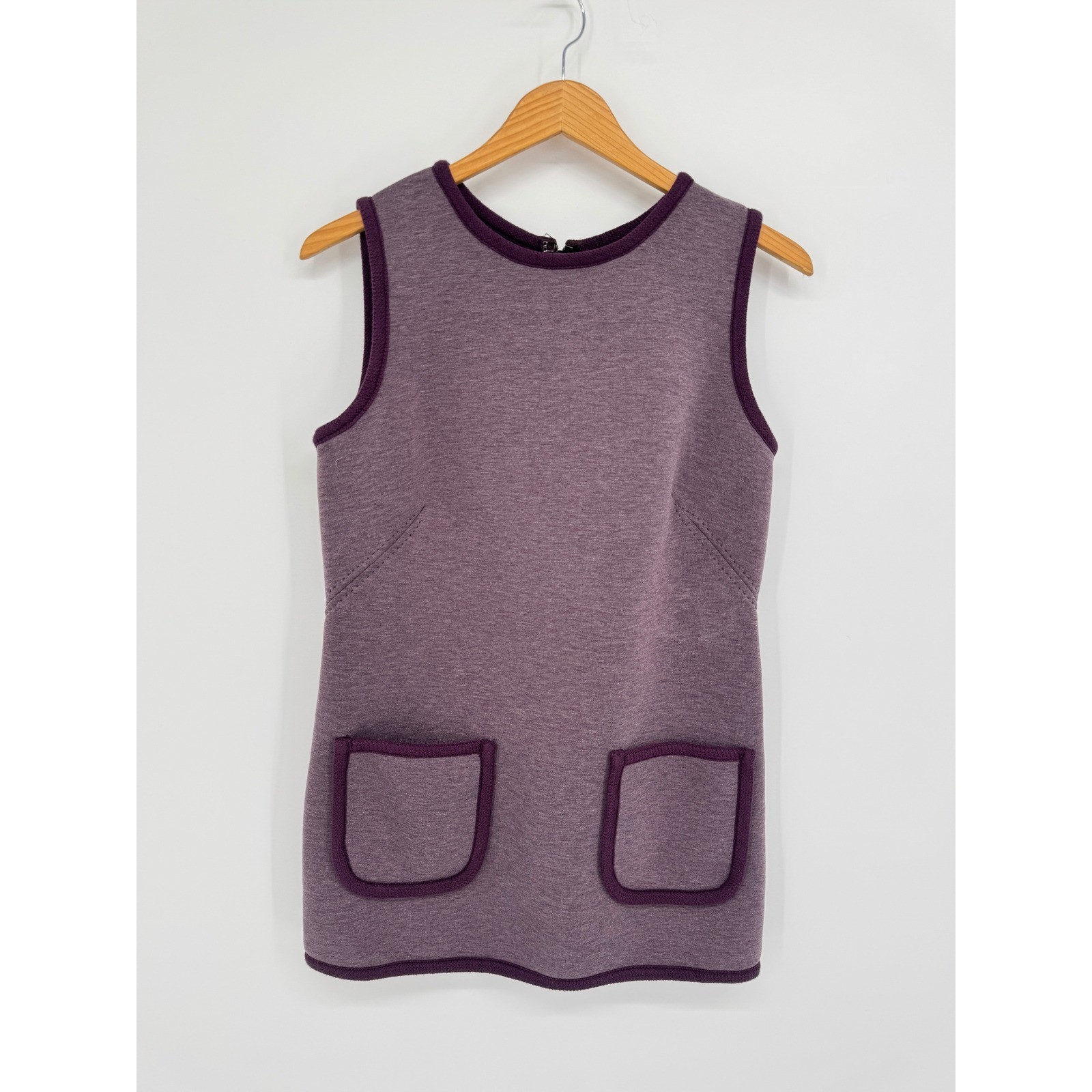 Max Studio Vest Womens S Purple Mod Retro Knit Chore Pockets Career Academia