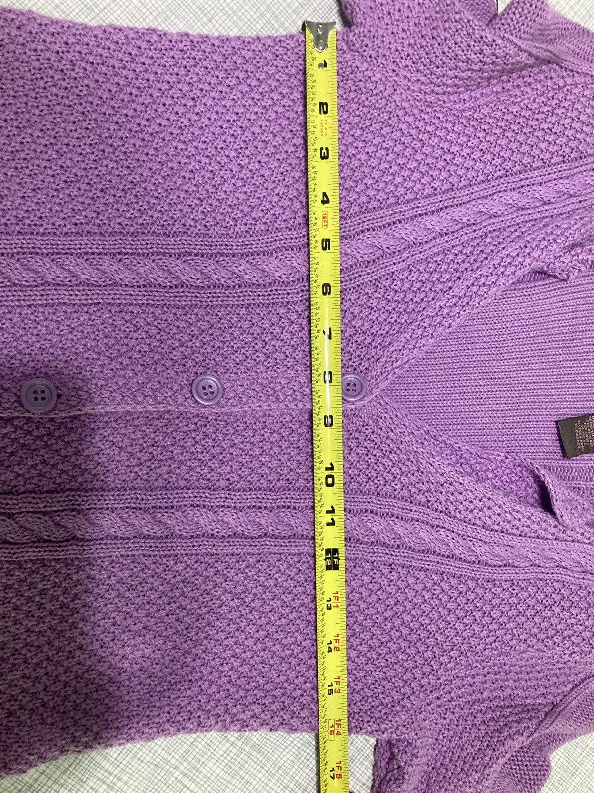 Vtg Y2K Heather B Purple Knit Cardigan Top S Cotton 3/4 Sleeve Collared Coquette
