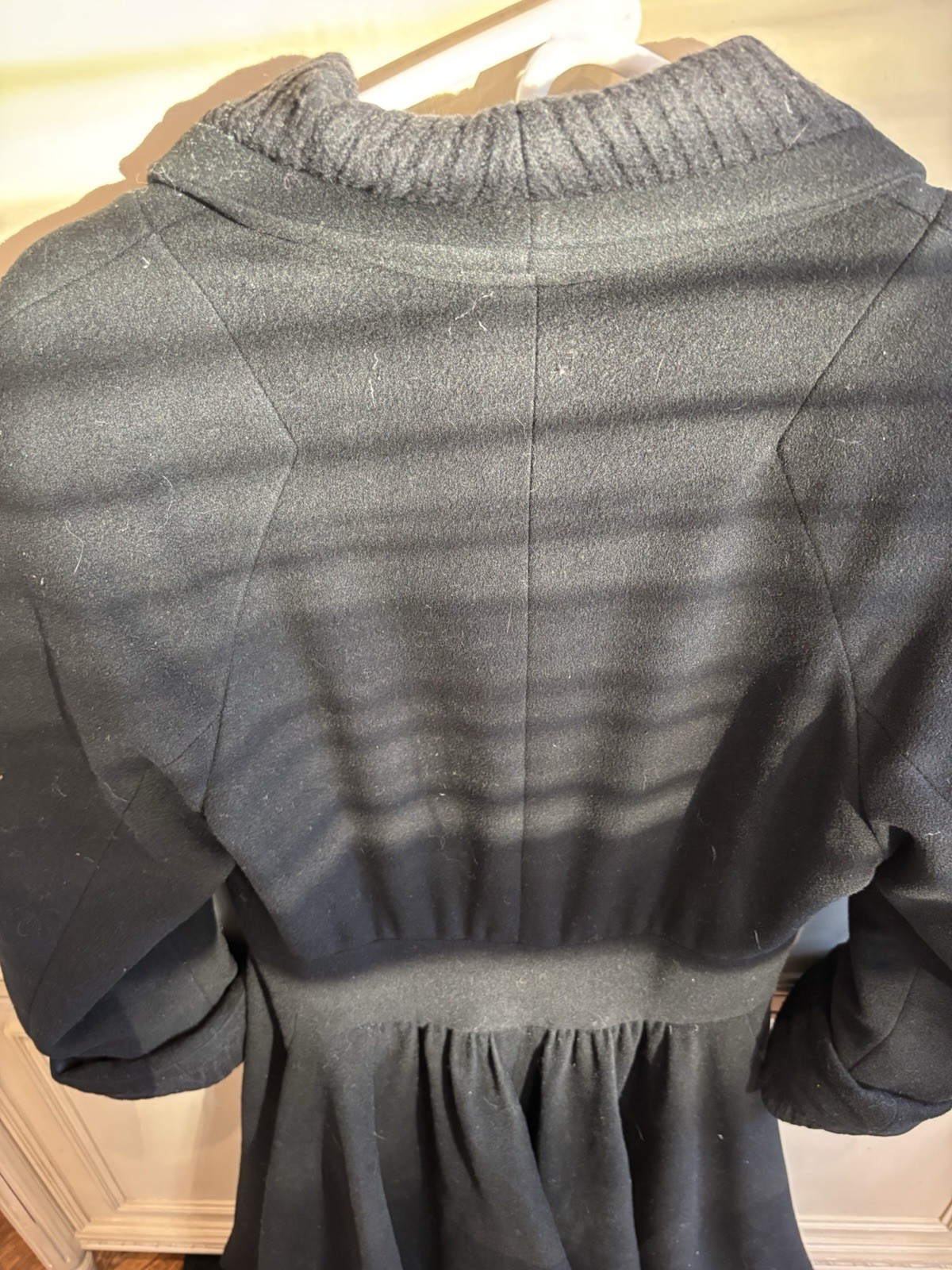 Bernard Perris Paris Vintage Black Full Length Wool Coat Pockets Small READ