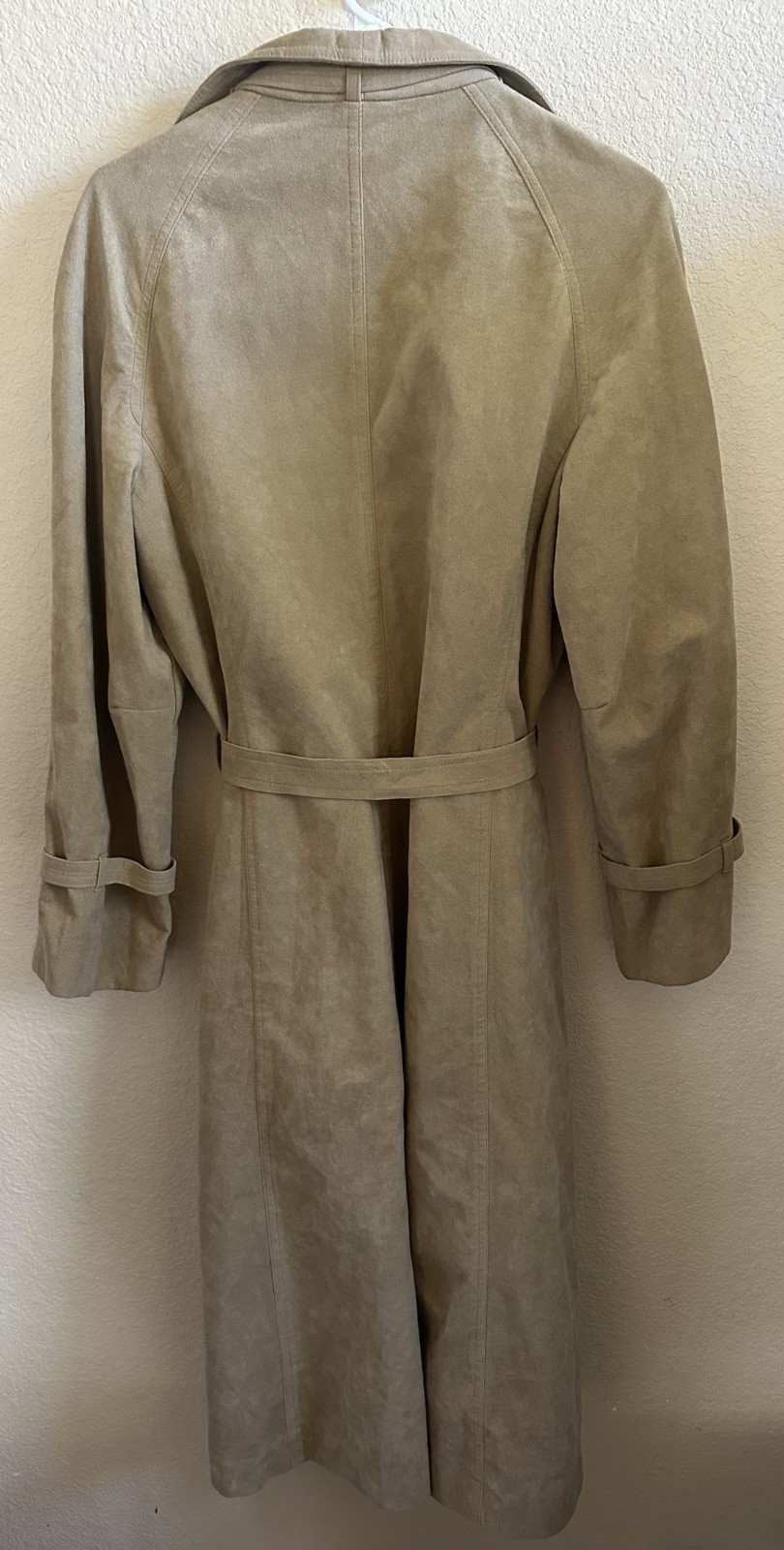 Womens Vintage Count Romi Ultrasuede Beige Belted Coat Size 14 Perfect Condition