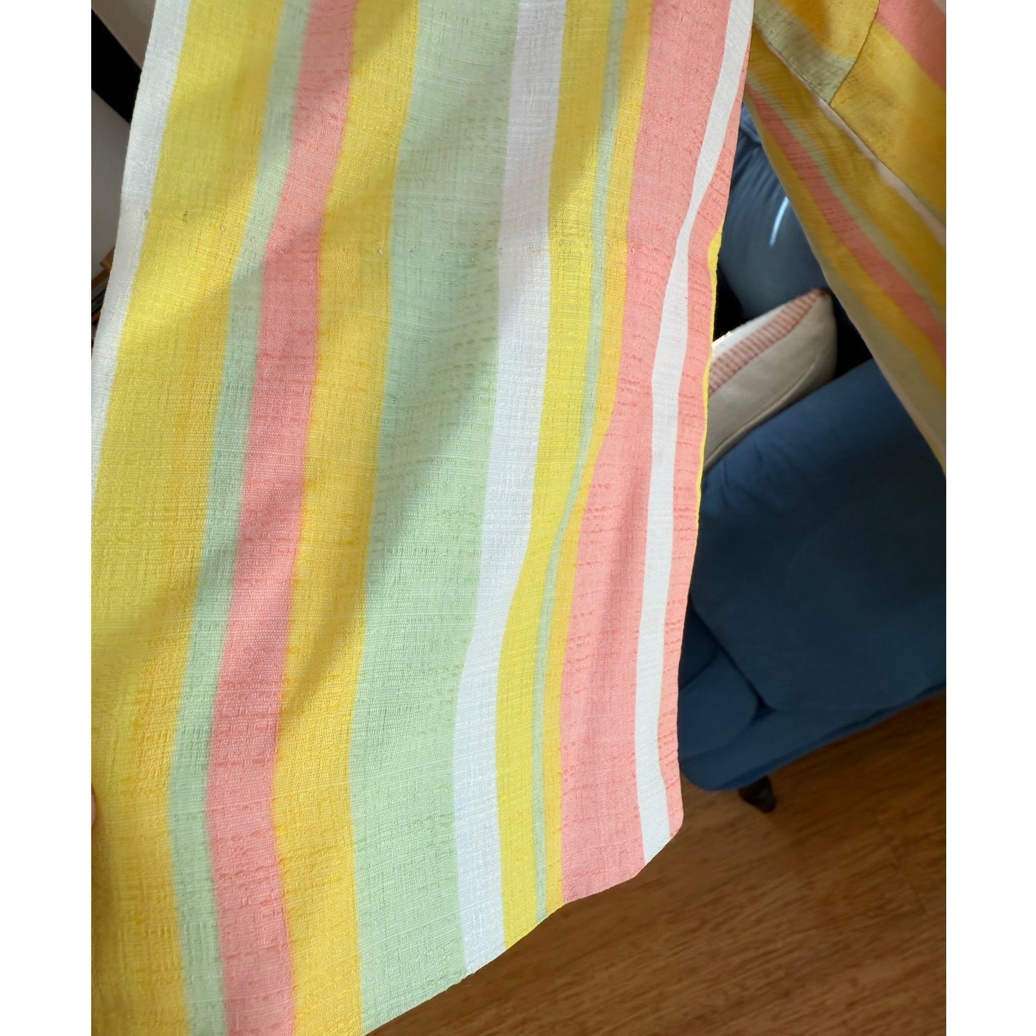 Vintage 1960s Johns of California Striped House Coat Womens Med Rainbow Sherbet