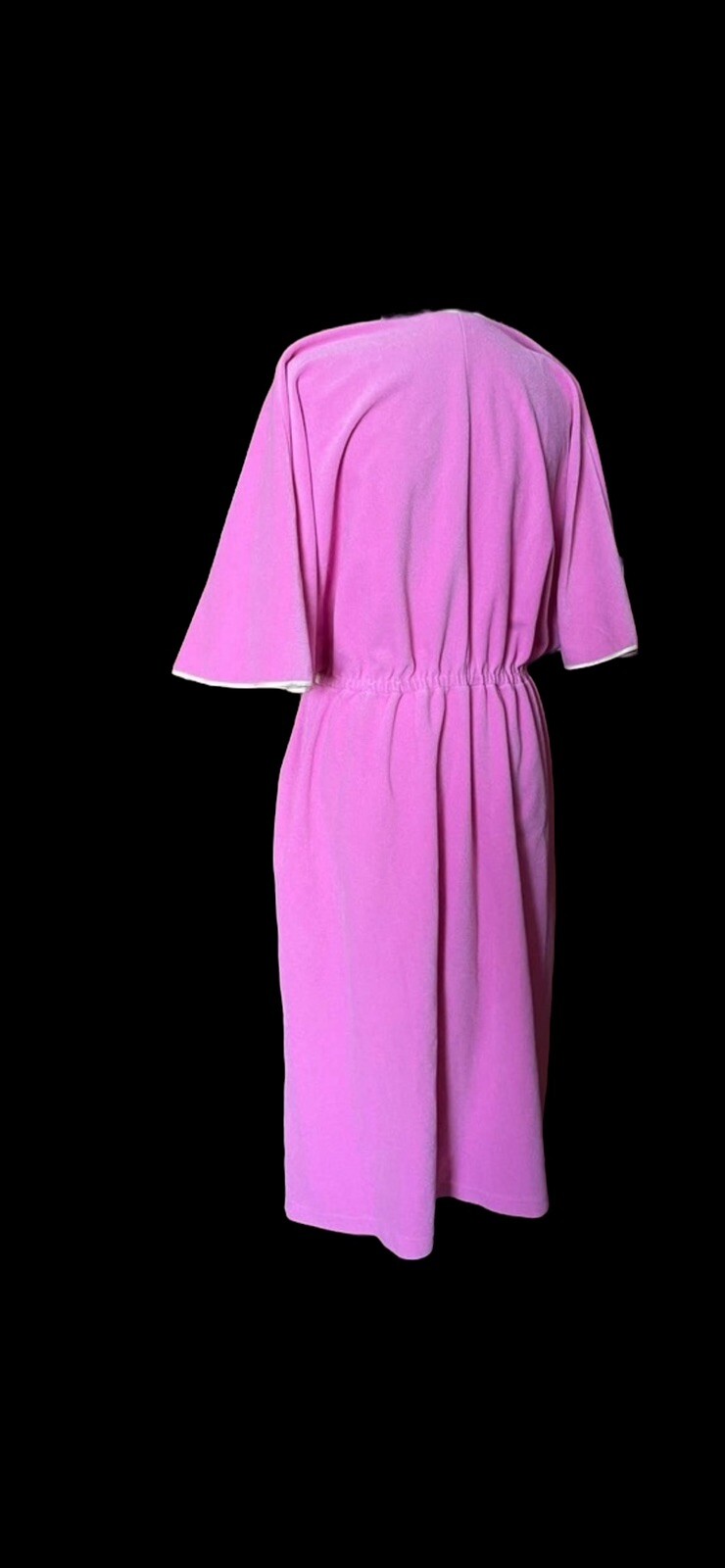 VTG 70s Pink Velour Cape Sleeve Dressing Gown House Coat Glam Vanity Fair Sz M