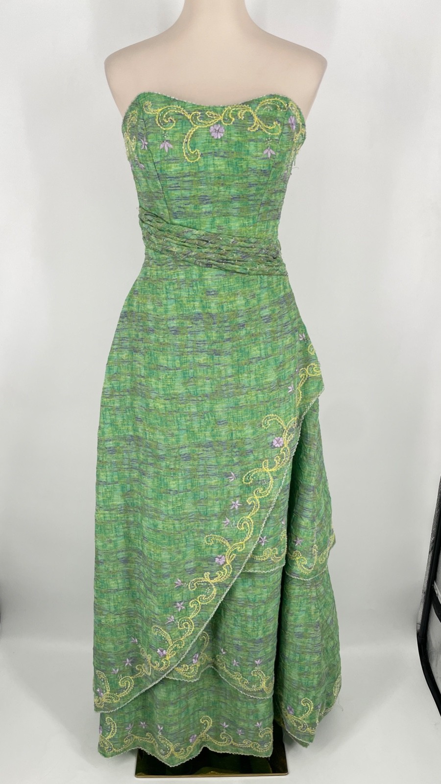COLI Couture women’s 6 (US 2-4) Green strapless Beaded party flared Dress gown