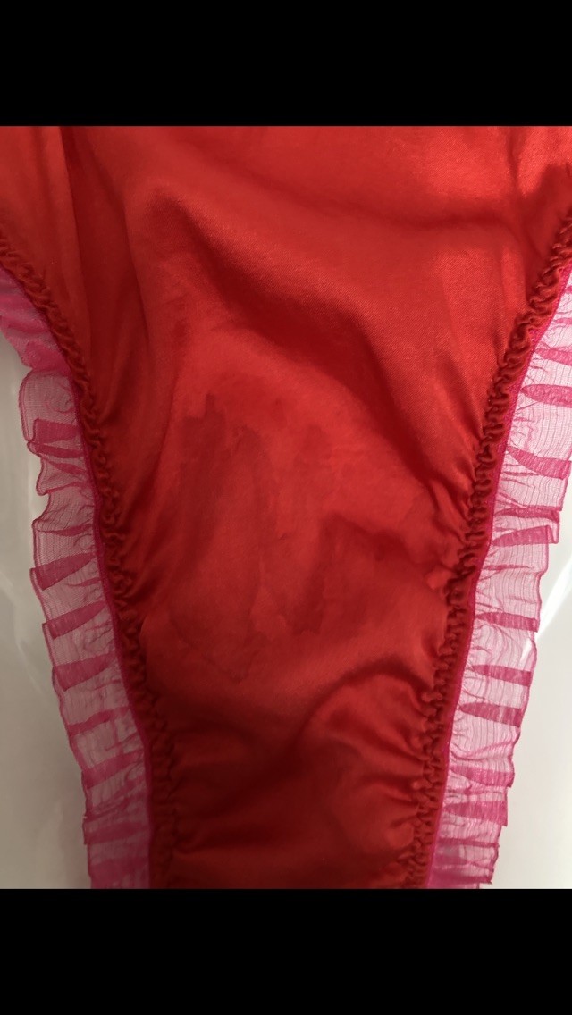 Victoria’s Secret Red Silk Satin Pink Ribbon Side Tie String Bikini Panties M L